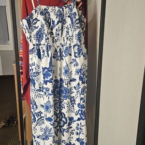 Floral Blue and White Jumpsuit